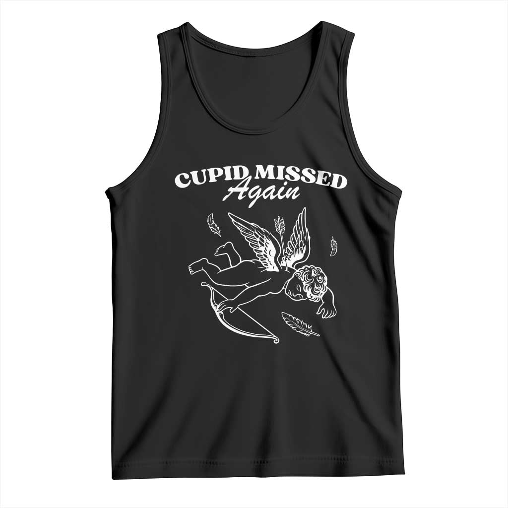 Funny Anti Valentine Tank Top Cupid Missed Again - Wonder Print Shop