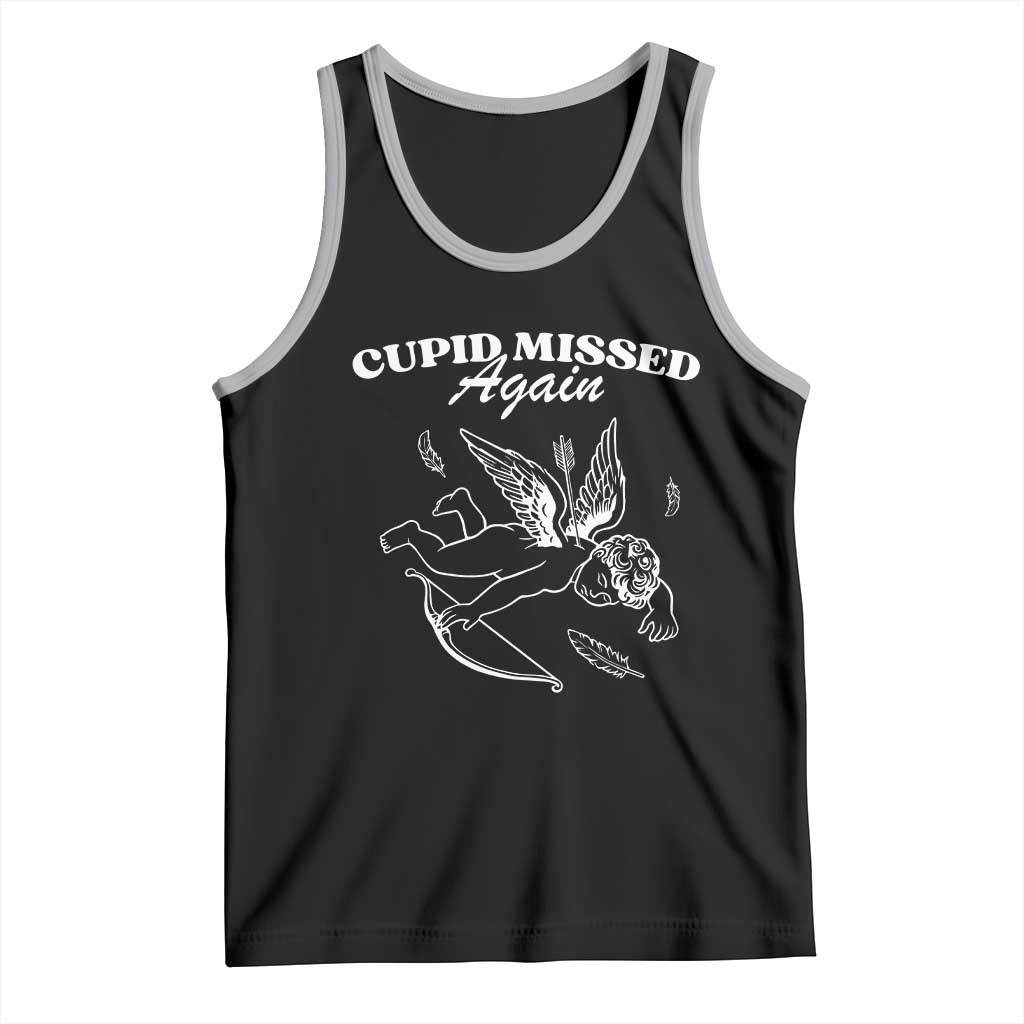 Funny Anti Valentine Tank Top Cupid Missed Again - Wonder Print Shop