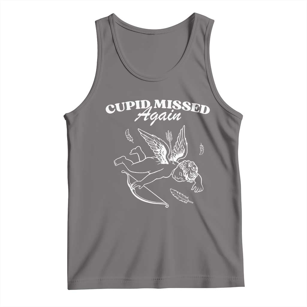 Funny Anti Valentine Tank Top Cupid Missed Again - Wonder Print Shop