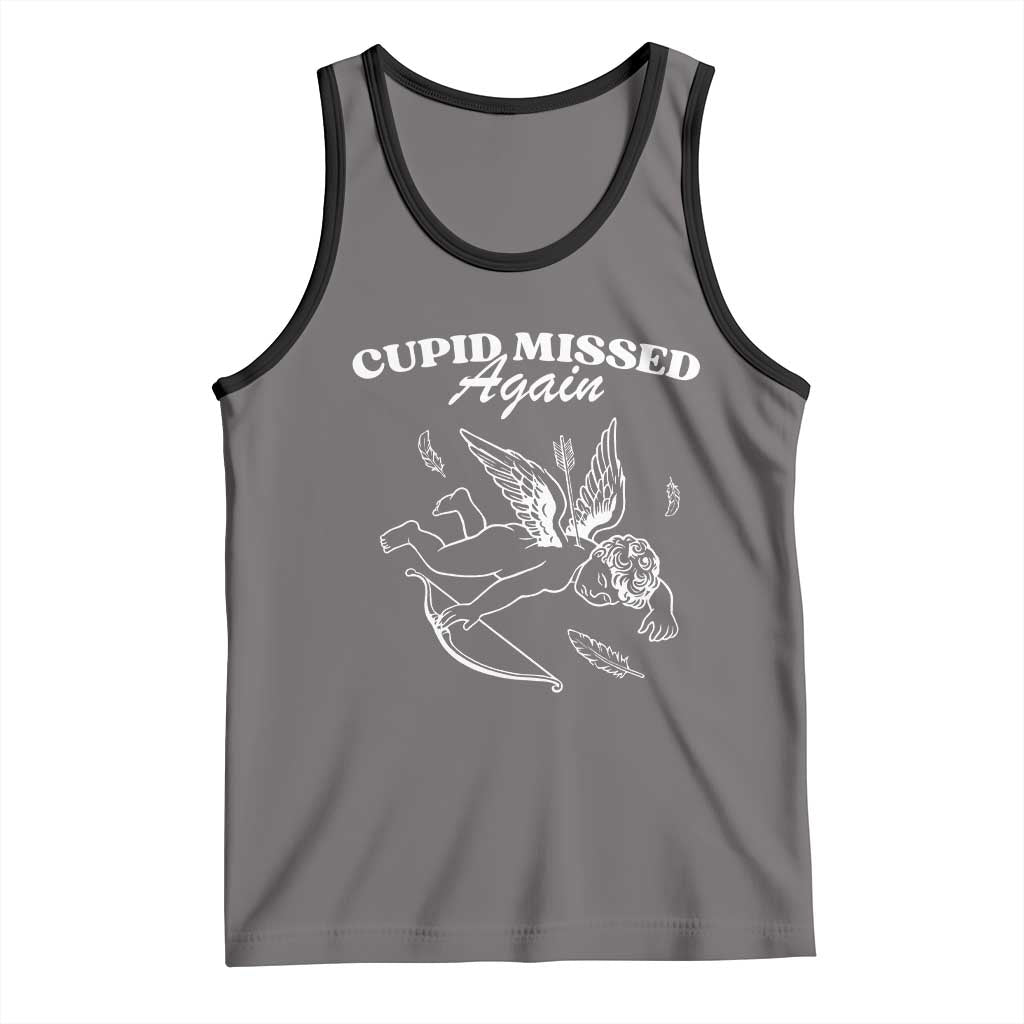 Funny Anti Valentine Tank Top Cupid Missed Again - Wonder Print Shop