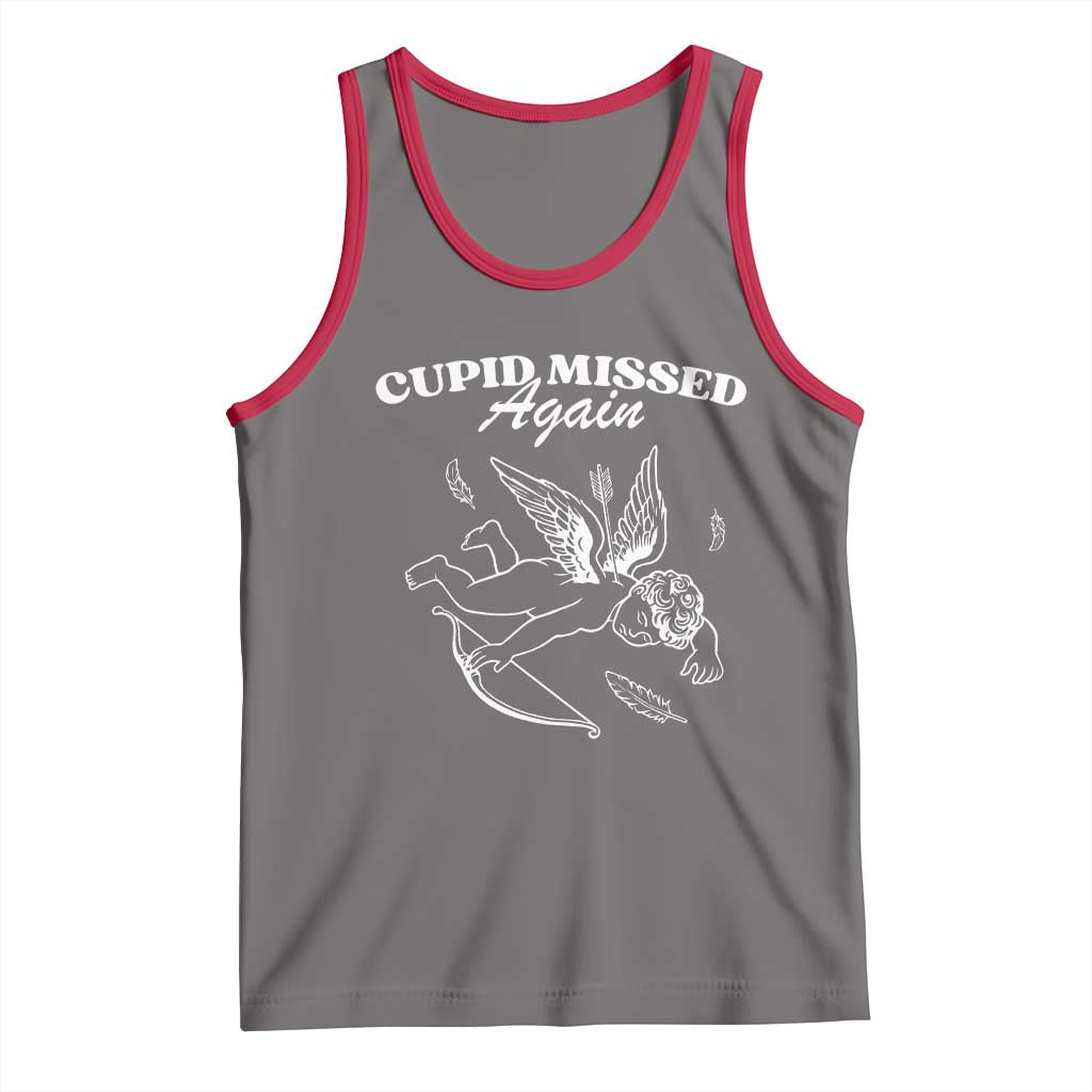 Funny Anti Valentine Tank Top Cupid Missed Again - Wonder Print Shop