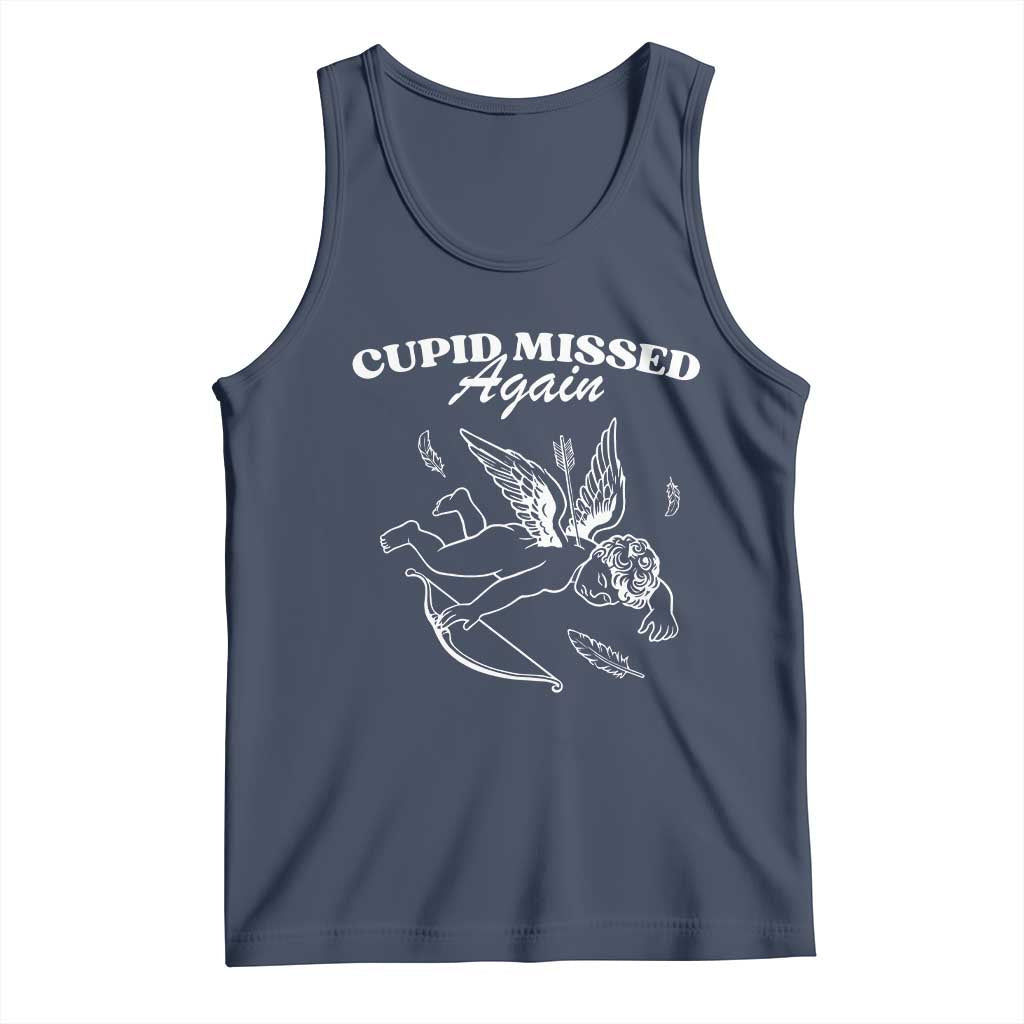 Funny Anti Valentine Tank Top Cupid Missed Again - Wonder Print Shop