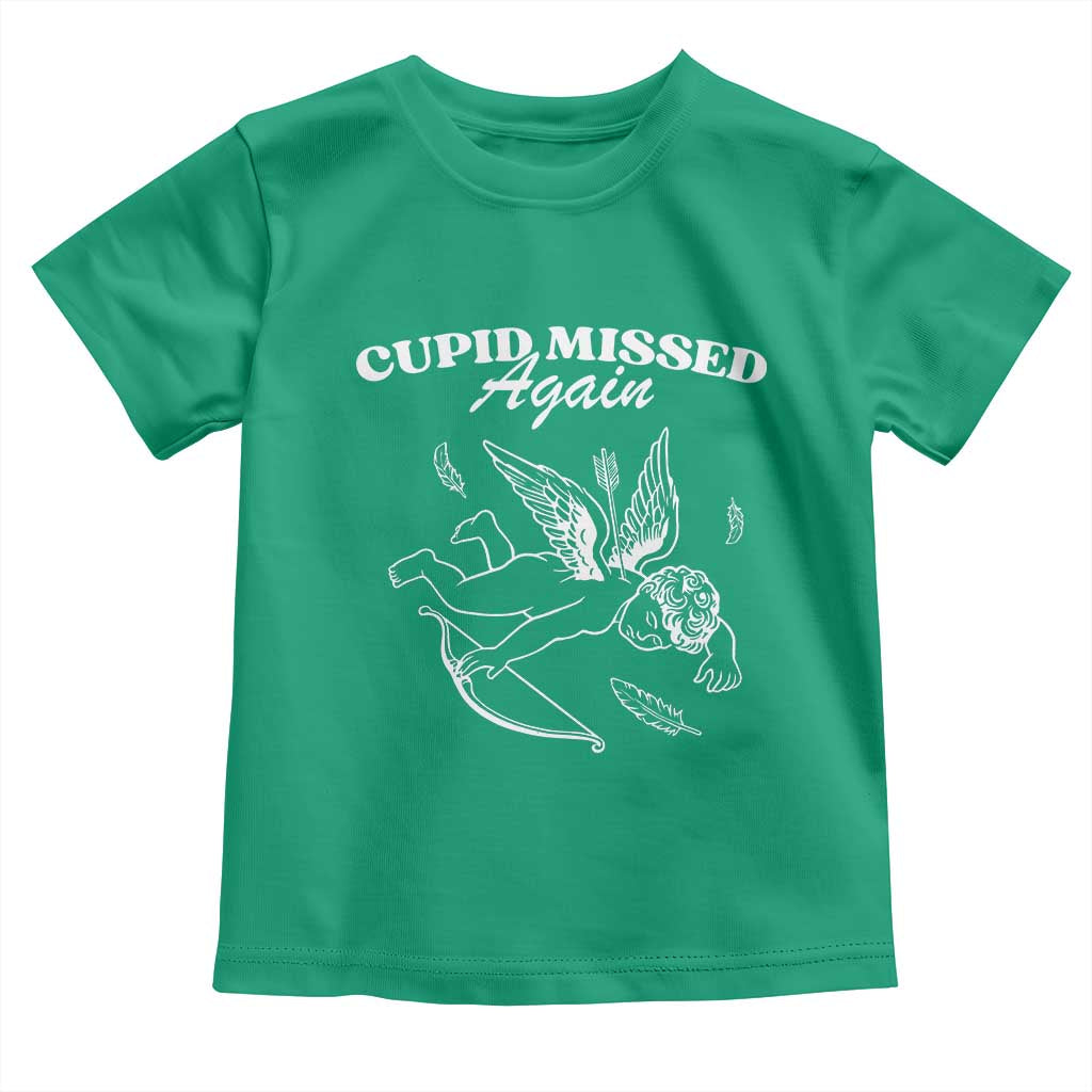 Funny Anti Valentine Toddler T Shirt Cupid Missed Again - Wonder Print Shop