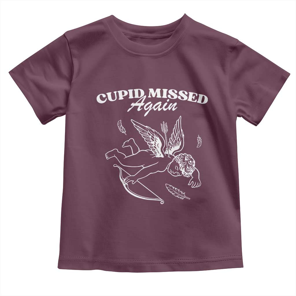 Funny Anti Valentine Toddler T Shirt Cupid Missed Again - Wonder Print Shop