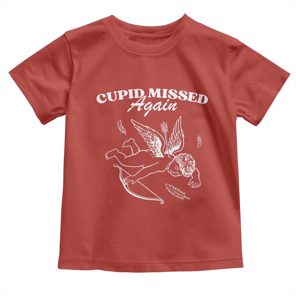 Funny Anti Valentine Toddler T Shirt Cupid Missed Again - Wonder Print Shop