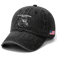 Funny Anti Valentine Washed Cotton Baseball Cap Cupid Missed Again