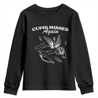 Funny Anti Valentine Youth Sweatshirt Cupid Missed Again - Wonder Print Shop