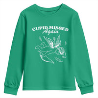 Funny Anti Valentine Youth Sweatshirt Cupid Missed Again - Wonder Print Shop