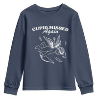 Funny Anti Valentine Youth Sweatshirt Cupid Missed Again - Wonder Print Shop