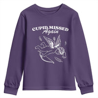Funny Anti Valentine Youth Sweatshirt Cupid Missed Again - Wonder Print Shop