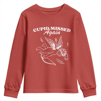 Funny Anti Valentine Youth Sweatshirt Cupid Missed Again - Wonder Print Shop