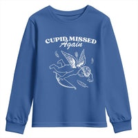 Funny Anti Valentine Youth Sweatshirt Cupid Missed Again - Wonder Print Shop