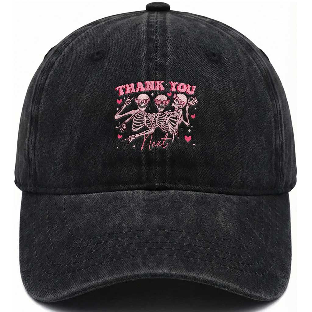 Funny Skeleton Anti Valentines Washed Cotton Baseball Cap