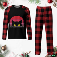 Funny Black Cat Anti Valentine Meme Plaid Pajama Set - Wonder Print Shop