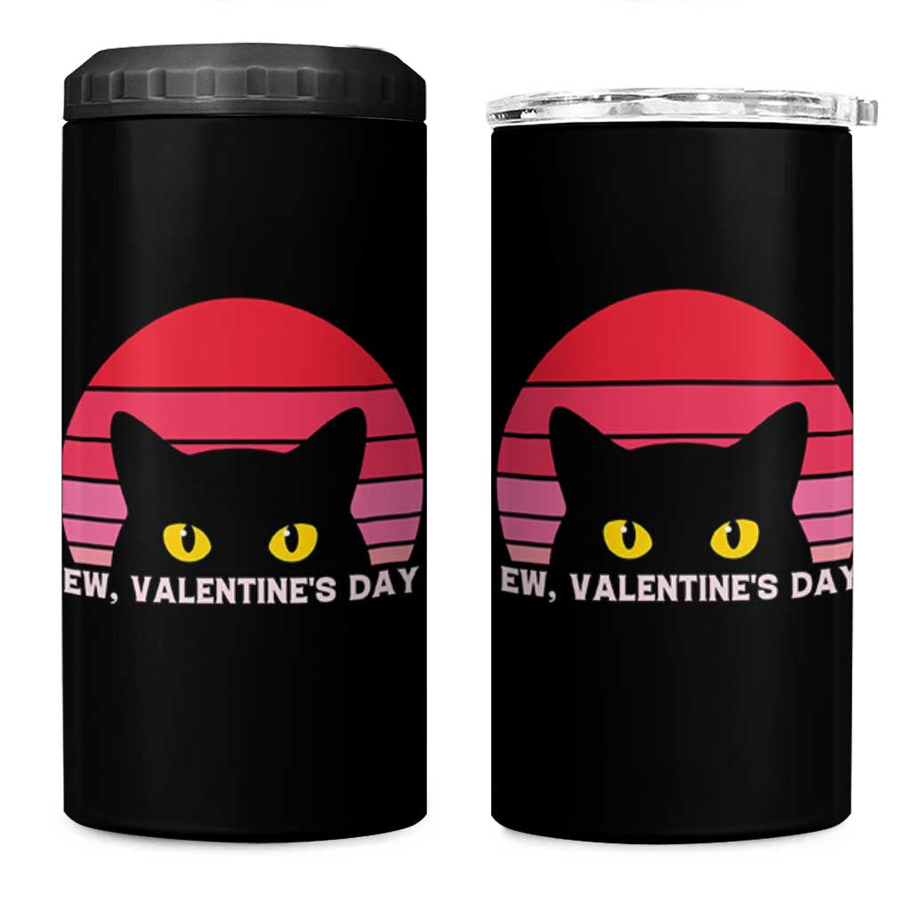 Funny Black Cat Anti Valentine Meme 4 in 1 Can Cooler Tumbler - Wonder Print Shop