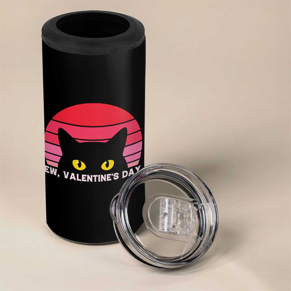 Funny Black Cat Anti Valentine Meme 4 in 1 Can Cooler Tumbler - Wonder Print Shop