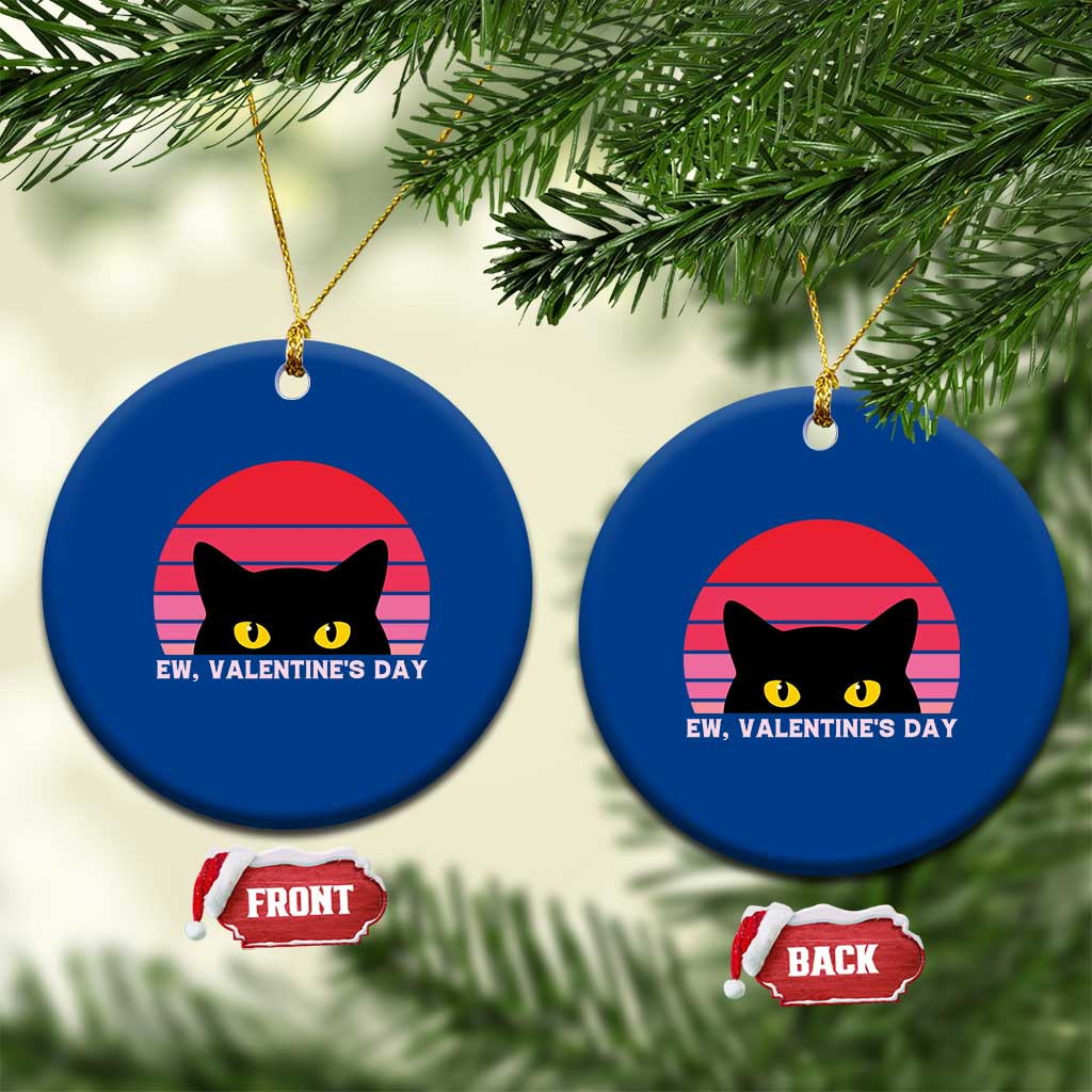 Funny Black Cat Anti Valentine Meme Ceramic Ornament - Wonder Print Shop