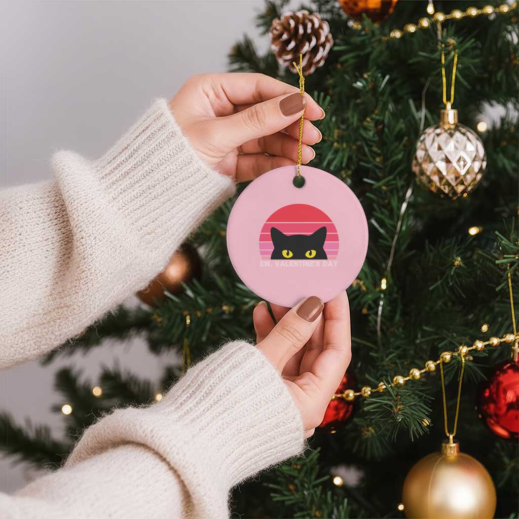 Funny Black Cat Anti Valentine Meme Ceramic Ornament - Wonder Print Shop