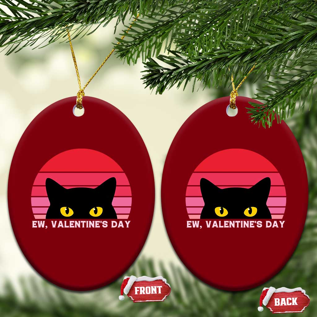 Funny Black Cat Anti Valentine Meme Ceramic Ornament - Wonder Print Shop