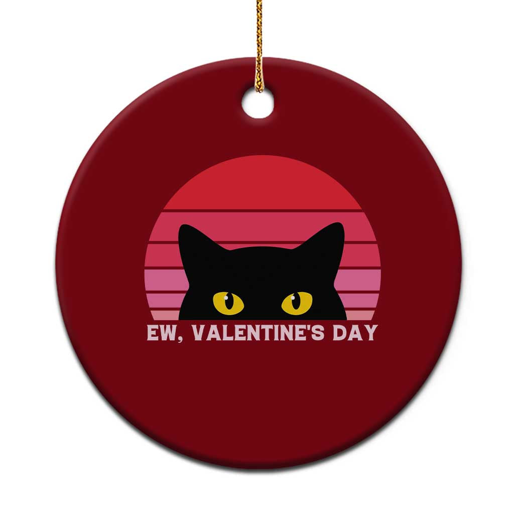 Funny Black Cat Anti Valentine Meme Ceramic Ornament - Wonder Print Shop