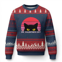 Funny Black Cat Anti Valentine Meme Ugly Christmas Sweater - Wonder Print Shop