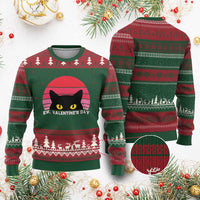 Funny Black Cat Anti Valentine Meme Ugly Christmas Sweater - Wonder Print Shop