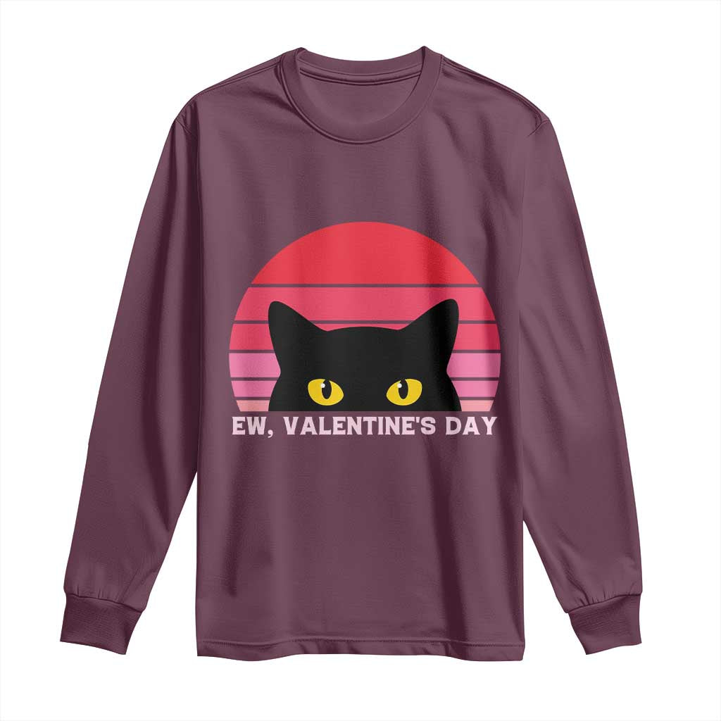 Funny Black Cat Anti Valentine Meme Long Sleeve Shirt - Wonder Print Shop