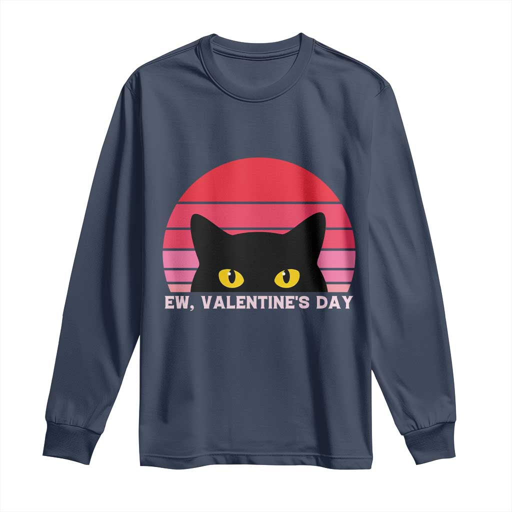 Funny Black Cat Anti Valentine Meme Long Sleeve Shirt - Wonder Print Shop
