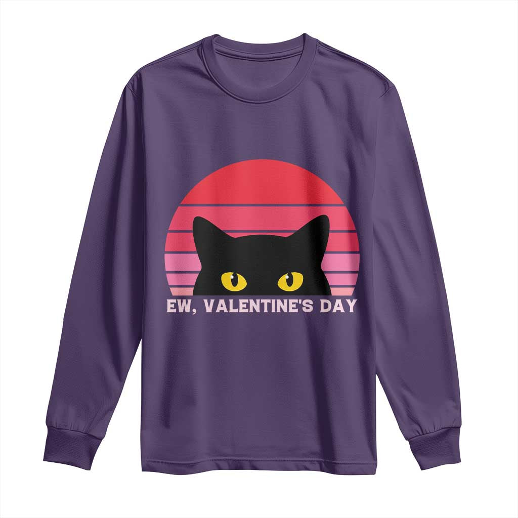 Funny Black Cat Anti Valentine Meme Long Sleeve Shirt - Wonder Print Shop