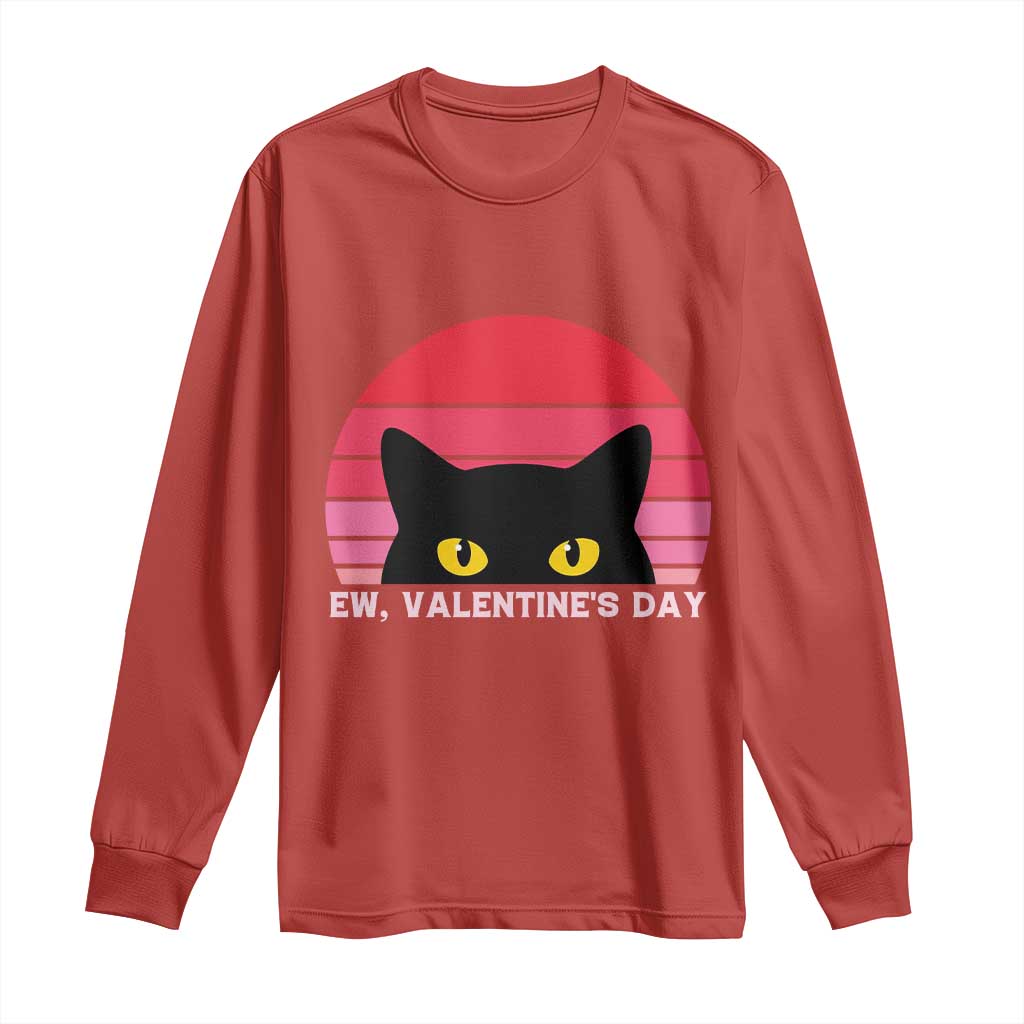 Funny Black Cat Anti Valentine Meme Long Sleeve Shirt - Wonder Print Shop