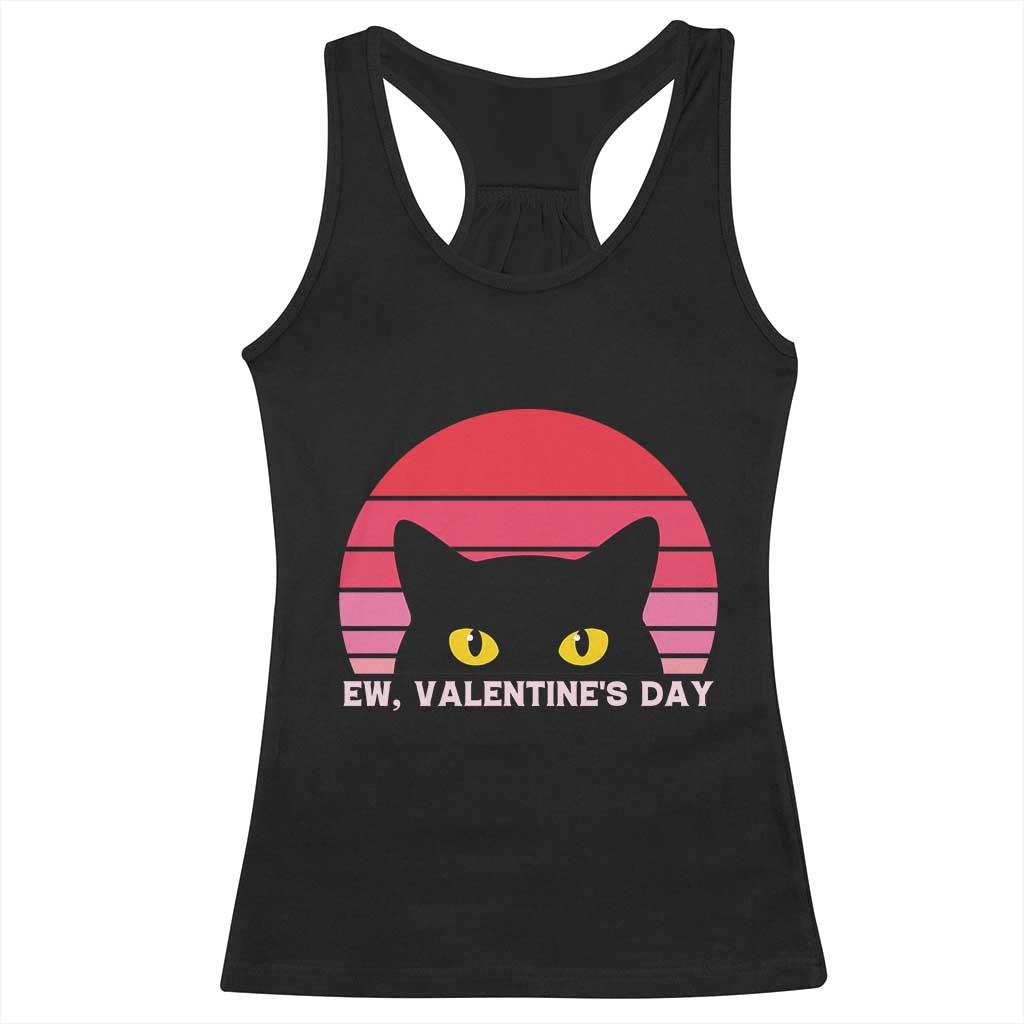 Funny Black Cat Anti Valentine Meme Racerback Tank Top - Wonder Print Shop