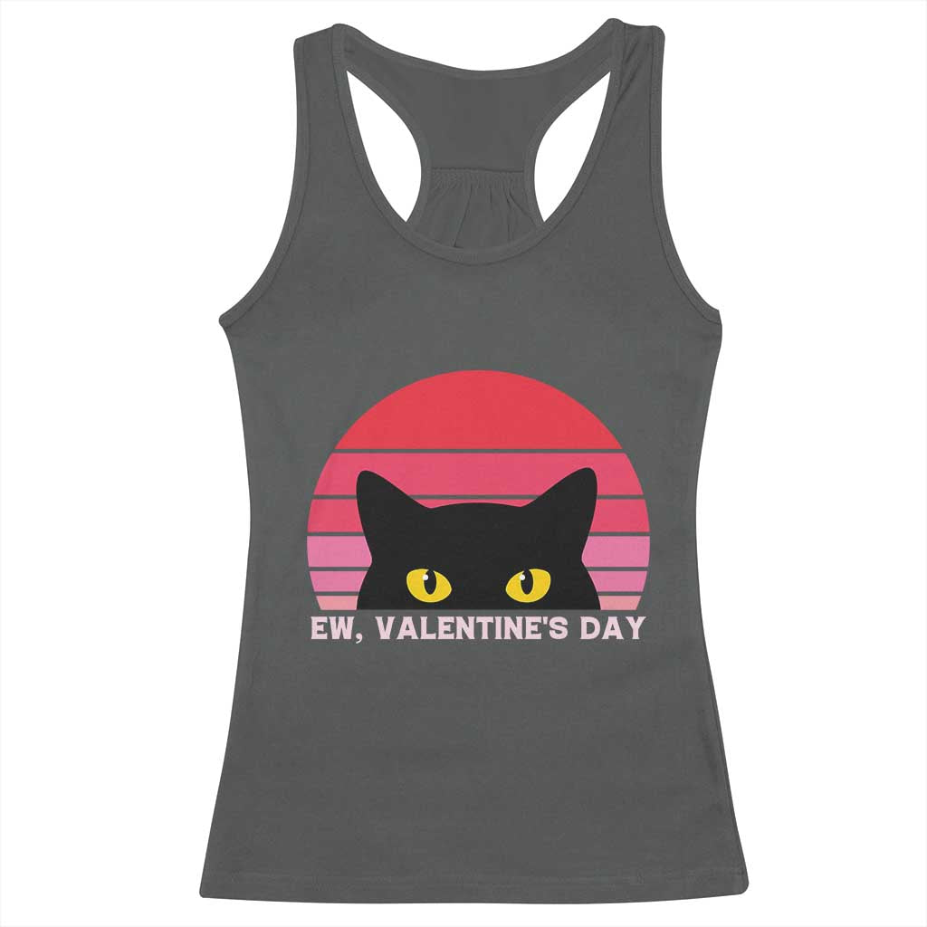 Funny Black Cat Anti Valentine Meme Racerback Tank Top - Wonder Print Shop