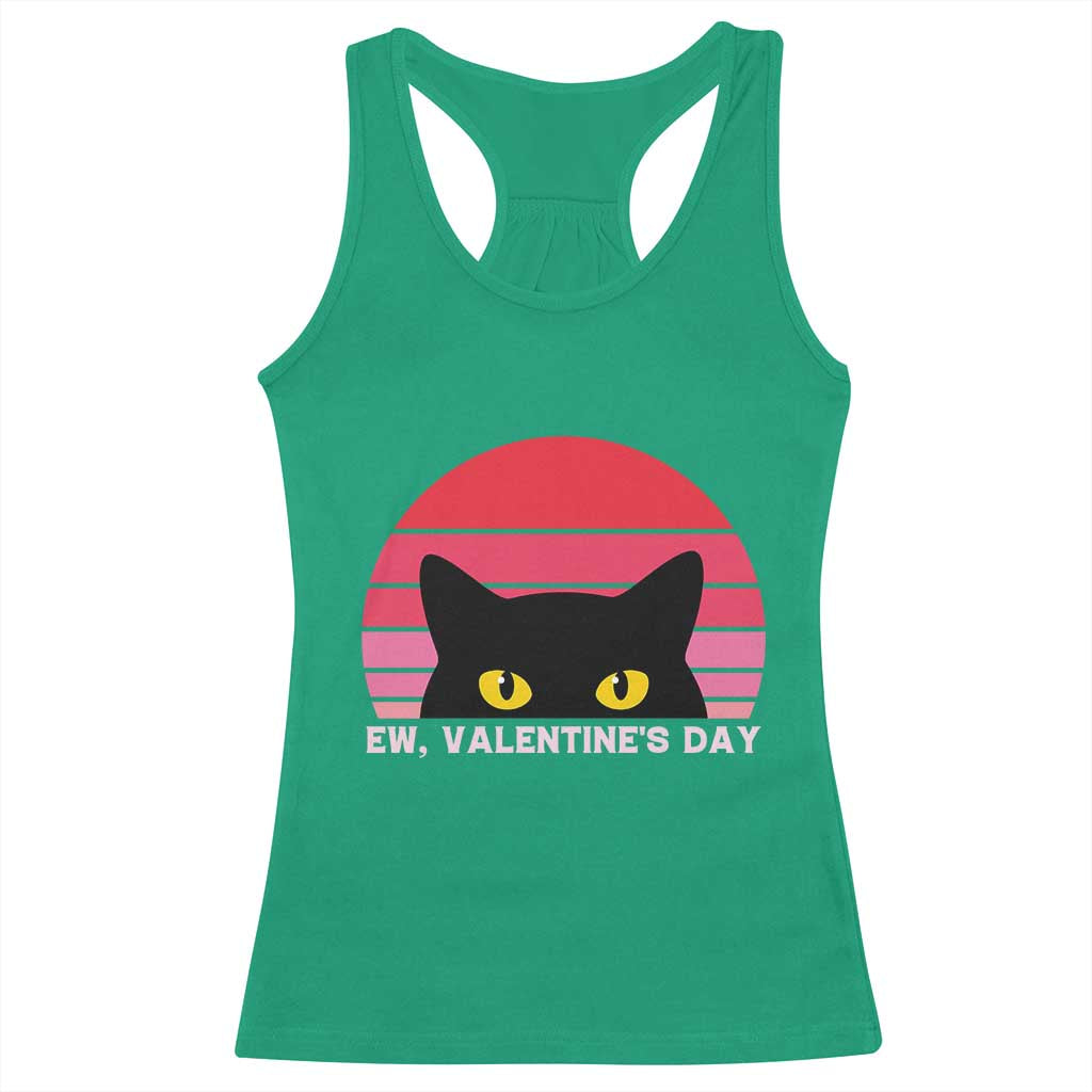 Funny Black Cat Anti Valentine Meme Racerback Tank Top - Wonder Print Shop