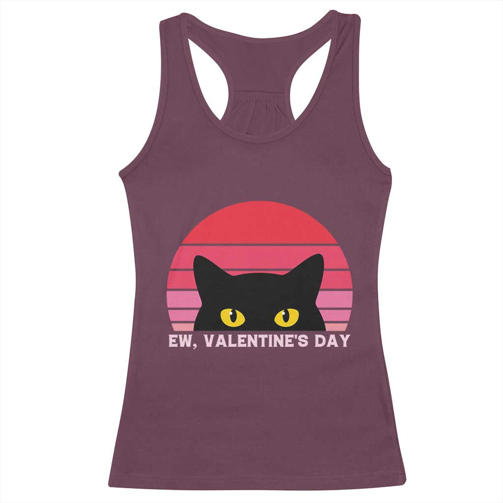 Funny Black Cat Anti Valentine Meme Racerback Tank Top - Wonder Print Shop
