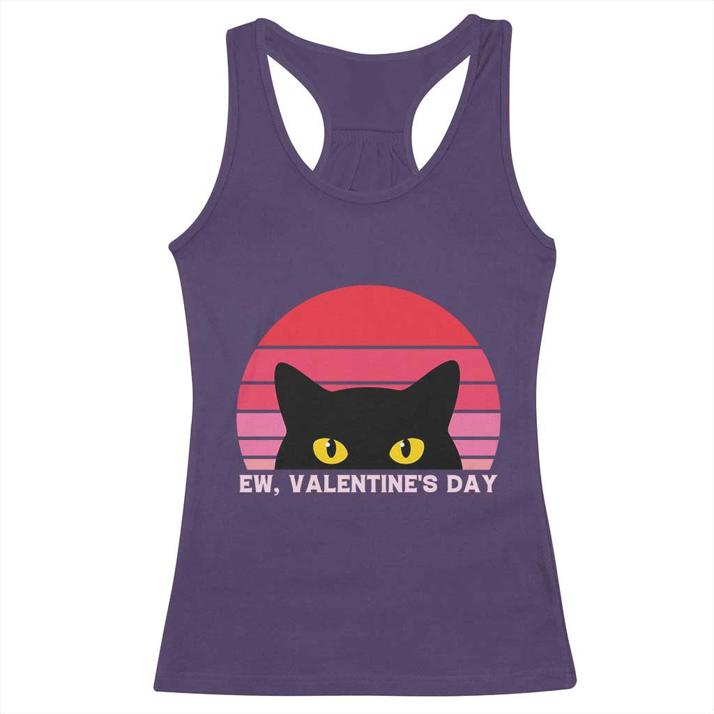 Funny Black Cat Anti Valentine Meme Racerback Tank Top - Wonder Print Shop