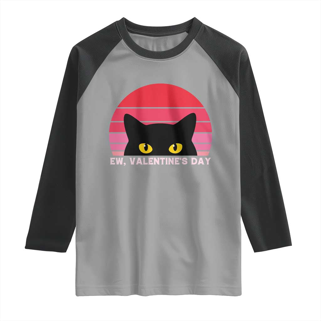 Funny Black Cat Anti Valentine Meme Raglan Shirt - Wonder Print Shop