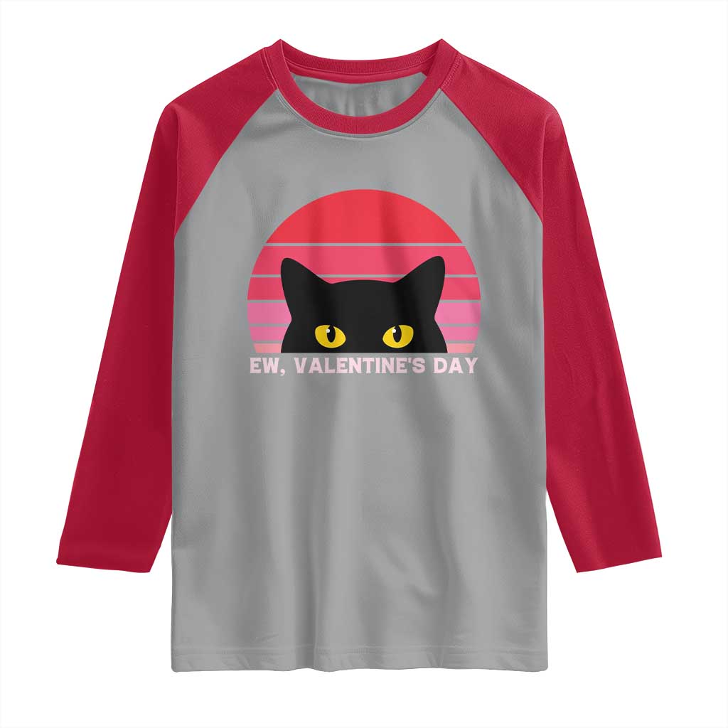Funny Black Cat Anti Valentine Meme Raglan Shirt - Wonder Print Shop