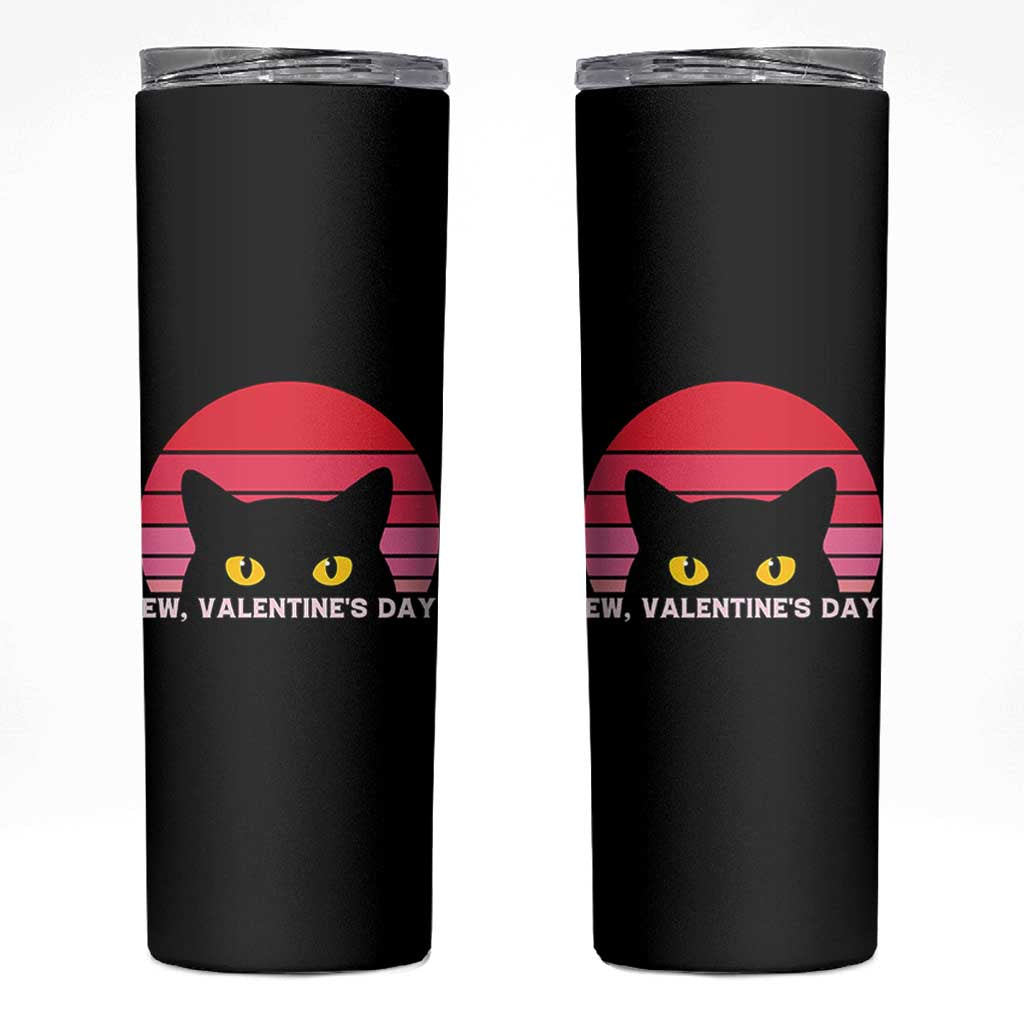 Funny Black Cat Anti Valentine Meme Skinny Tumbler - Wonder Print Shop