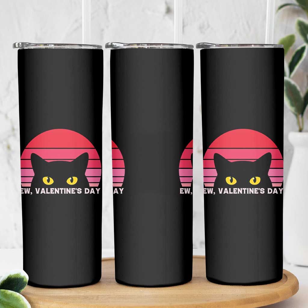 Funny Black Cat Anti Valentine Meme Skinny Tumbler - Wonder Print Shop