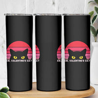 Funny Black Cat Anti Valentine Meme Skinny Tumbler - Wonder Print Shop