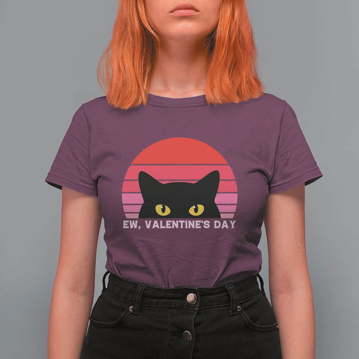 Funny Black Cat Anti Valentine Meme T Shirt For Women - Wonder Print Shop