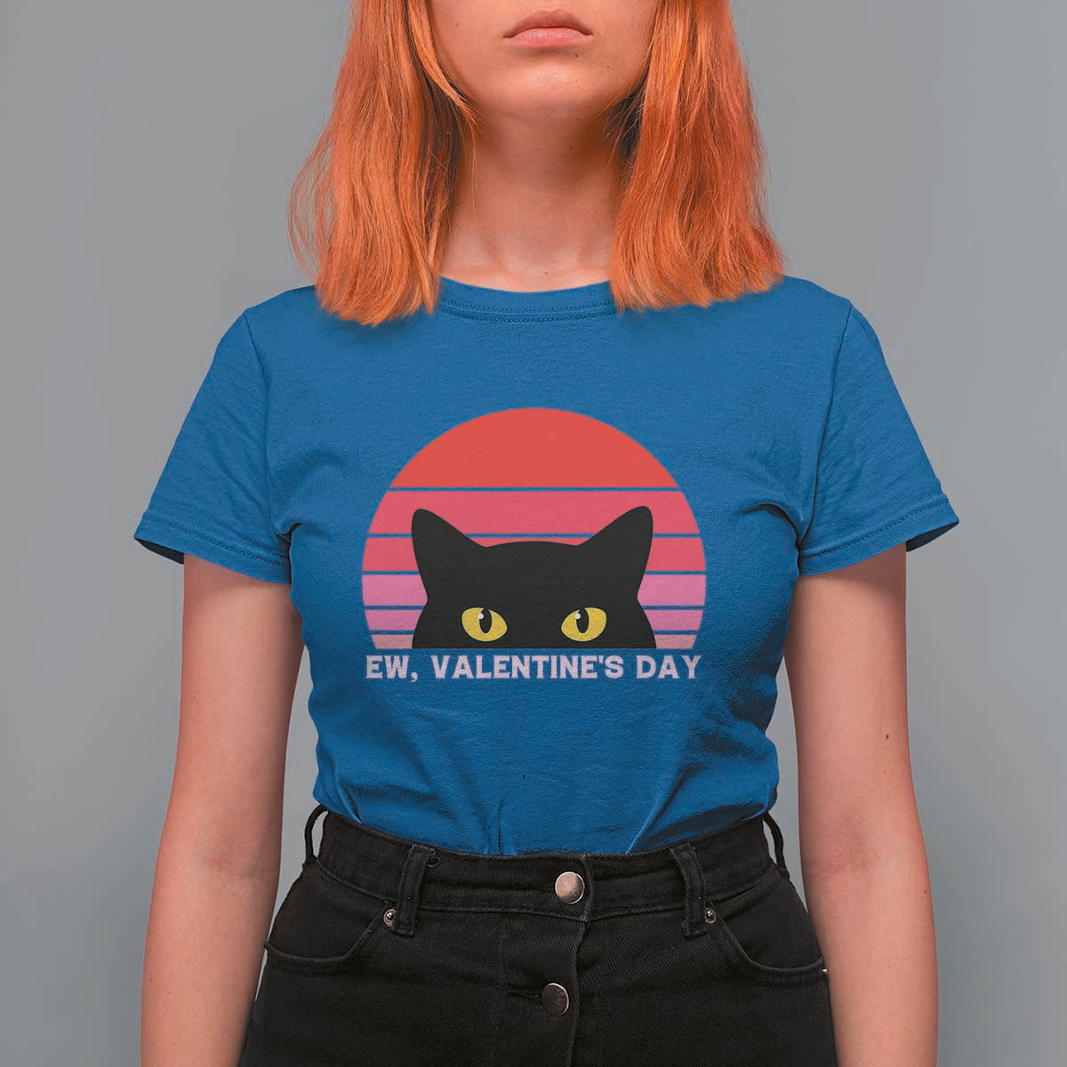Funny Black Cat Anti Valentine Meme T Shirt For Women - Wonder Print Shop