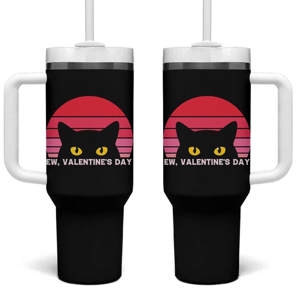 Funny Black Cat Anti Valentine Meme Tumbler With Handle - Wonder Print Shop