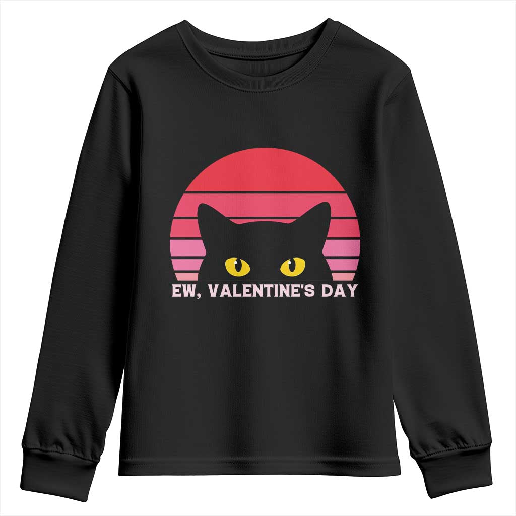 Funny Black Cat Anti Valentine Meme Youth Sweatshirt - Wonder Print Shop