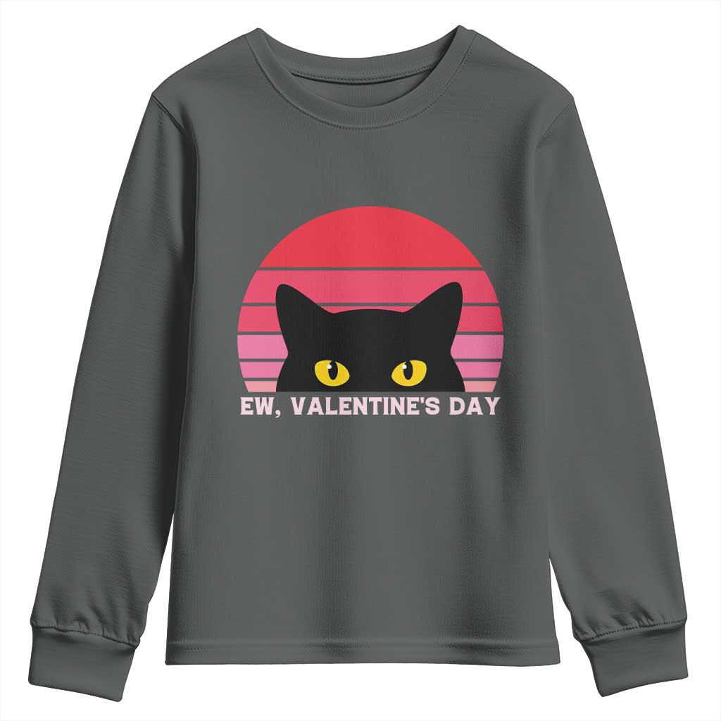 Funny Black Cat Anti Valentine Meme Youth Sweatshirt - Wonder Print Shop