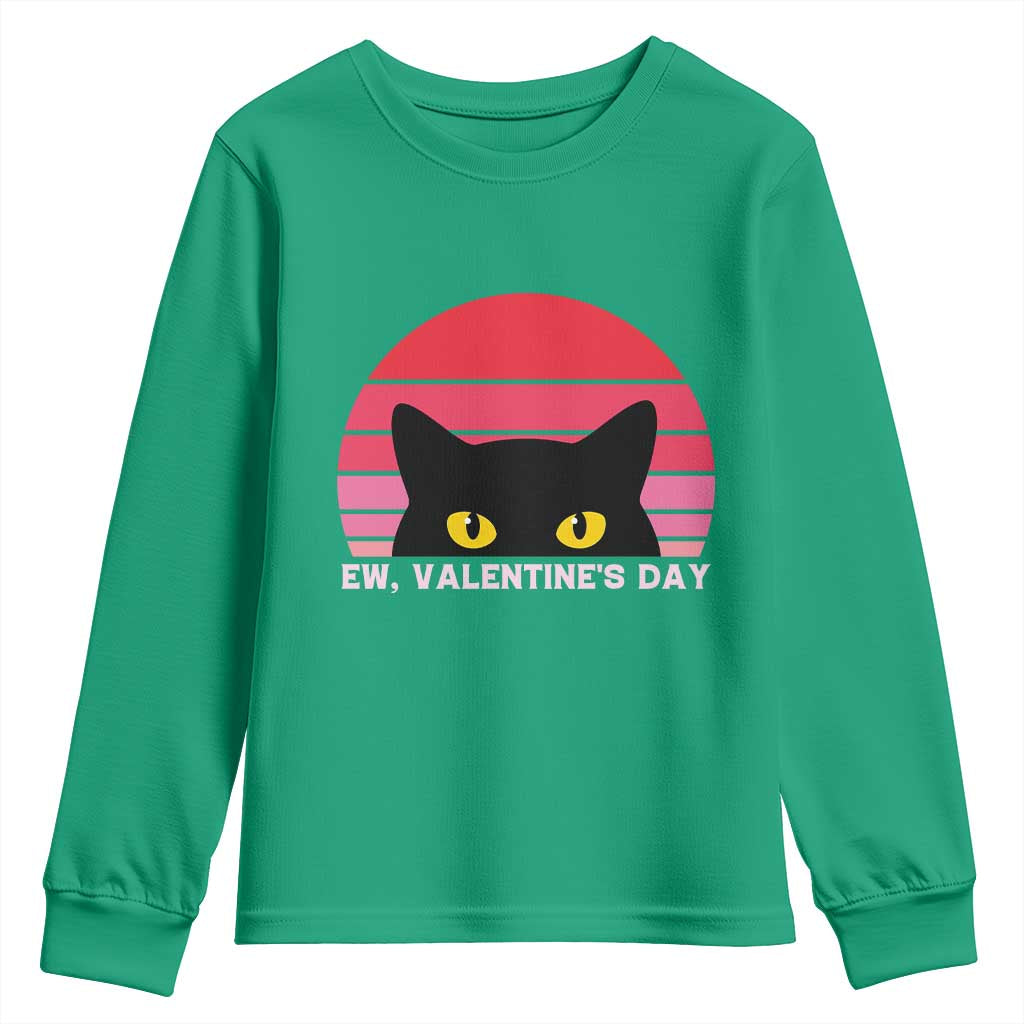 Funny Black Cat Anti Valentine Meme Youth Sweatshirt - Wonder Print Shop