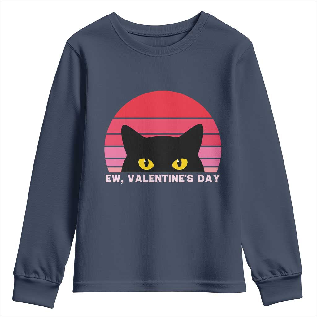 Funny Black Cat Anti Valentine Meme Youth Sweatshirt - Wonder Print Shop
