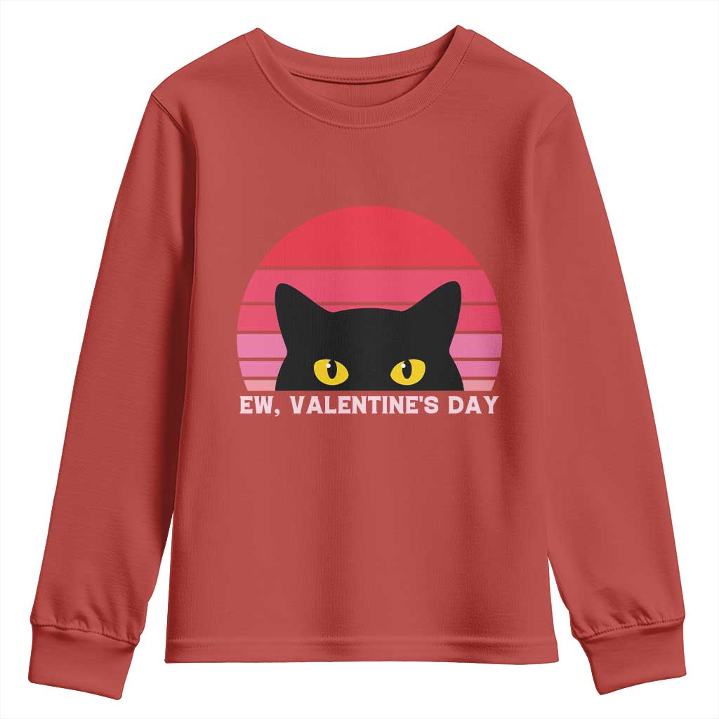 Funny Black Cat Anti Valentine Meme Youth Sweatshirt - Wonder Print Shop