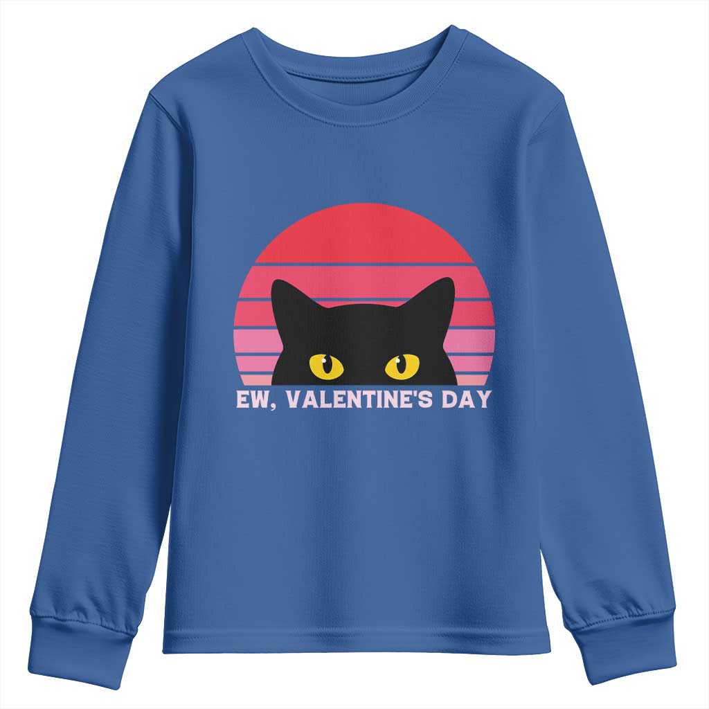 Funny Black Cat Anti Valentine Meme Youth Sweatshirt - Wonder Print Shop