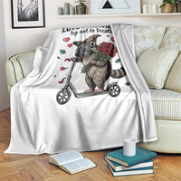 Funny Raccoon Scooter Anti Valentine Throw Blanket Love Is In The Air Try Not To Breathe - Wonder Print Shop